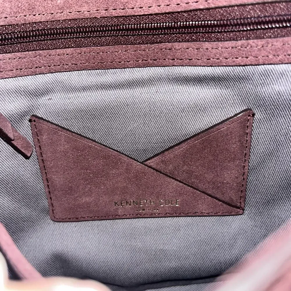 Kenneth Cole Genuine Leather Suede Crossbody Bag Purple long Copper Chain